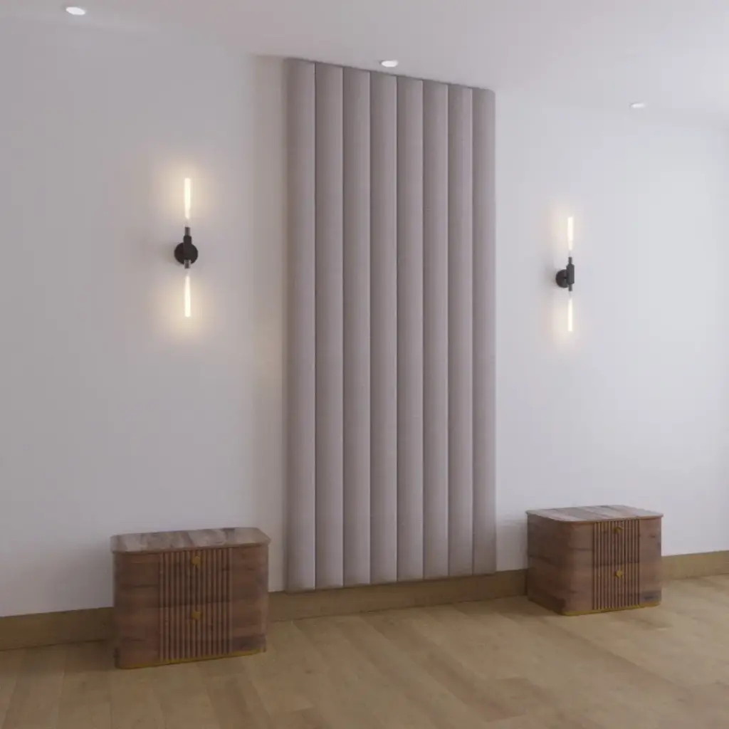 WALL FURNITURE PANELING® Headbords 240, Cabecera 13 de diseño para Cama de Diferentes Medidas, Colores y Anchos, Tela de Terciopelo, Fácil ajuste y Limpieza