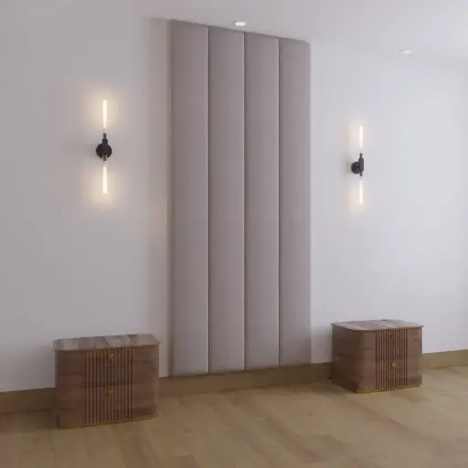 WALL FURNITURE PANELING® Headbords 240, Cabecera 26 de diseño para Cama de Diferentes Medidas, Colores y Anchos, Tela de Terciopelo, Fácil ajuste y Limpieza