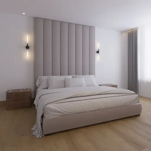 WALL FURNITURE PANELING® Beds 240, Cama de diseño con Cabecera 26 de tapicería de Calidad Superior + Base de cama Reforzado con angulos de Acero + Somier de Alta Resistencia 