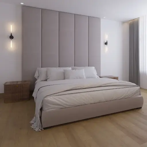 WALL FURNITURE PANELING® Beds 240, Cama de diseño con Cabecera 52 de tapicería de Calidad Superior + Base de cama Reforzado con angulos de Acero + Somier de Alta Resistencia