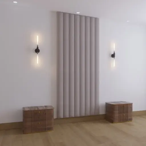 WALL FURNITURE PANELING® Headbords 240, Cabecera 13 de diseño para Cama de Diferentes Medidas, Colores y Anchos, Tela de Terciopelo, Fácil ajuste y Limpieza